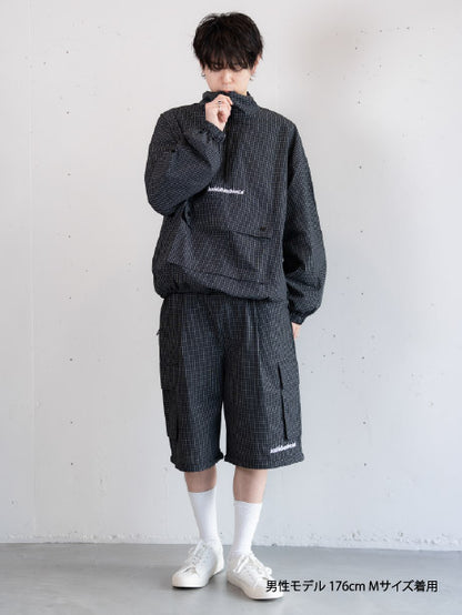 【bbO】チェック柄2WAYカーゴポケットパンツ