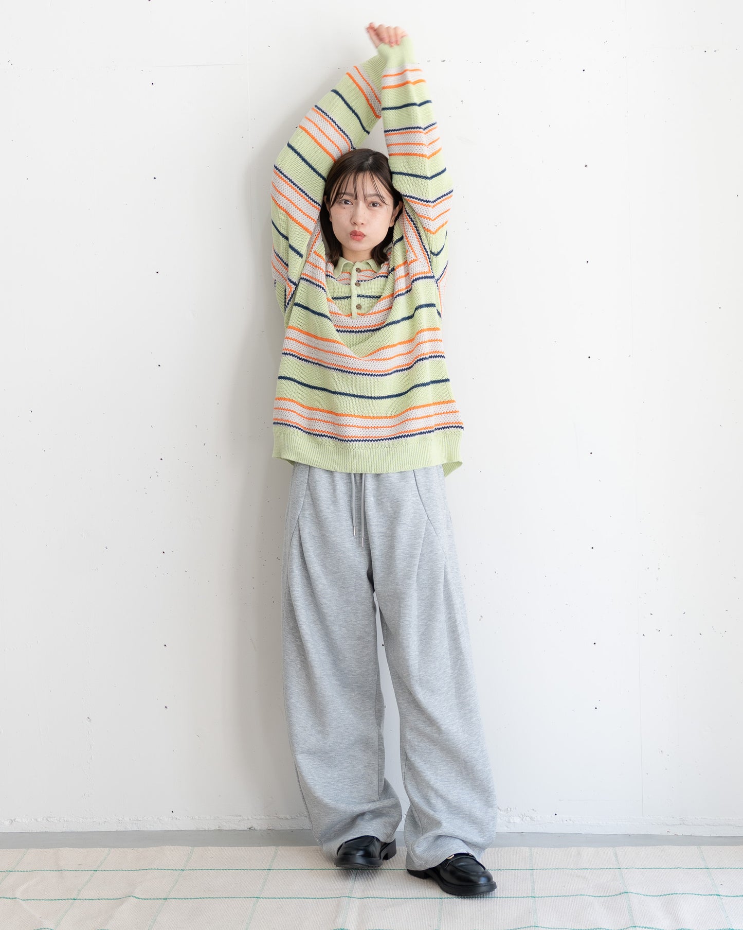 【bbO】デザインスウェットカーブパンツ