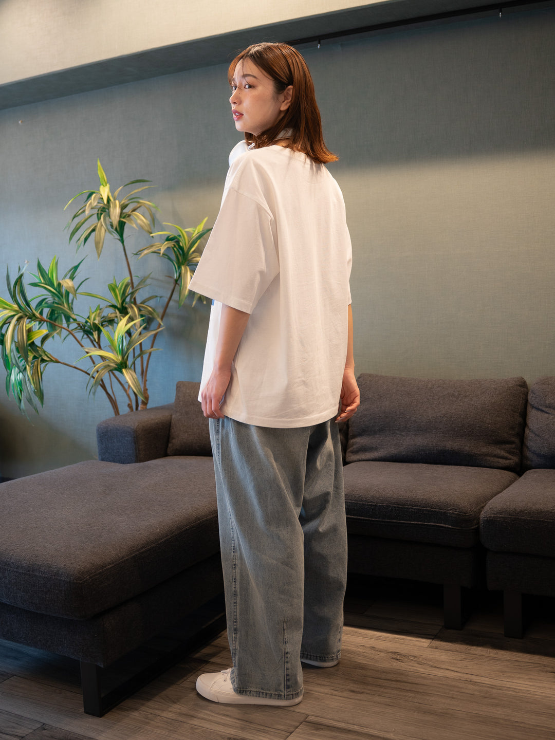[SET]【bbO】ベースくんキャッチザマネーT +【bbO】イージーコクーンワイドデニムパンツ(2set)