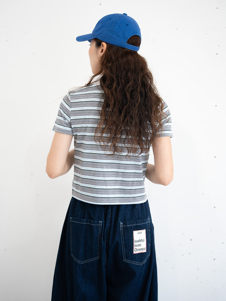 【bbO】マルチボーダーコンパクトTシャツ
