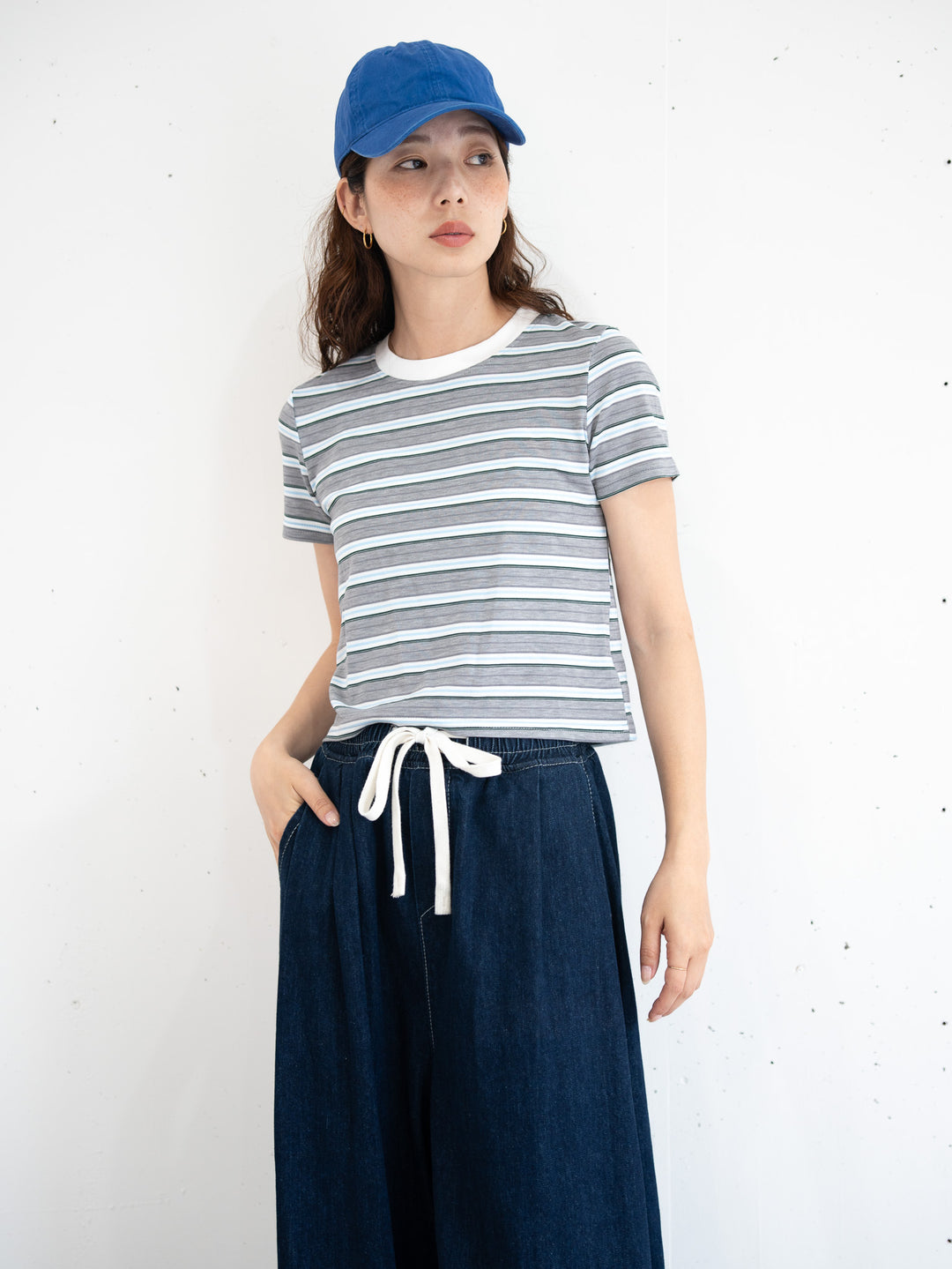 【bbO】マルチボーダーコンパクトTシャツ