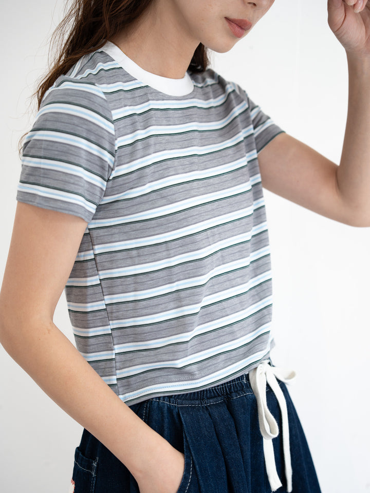 【bbO】マルチボーダーコンパクトTシャツ