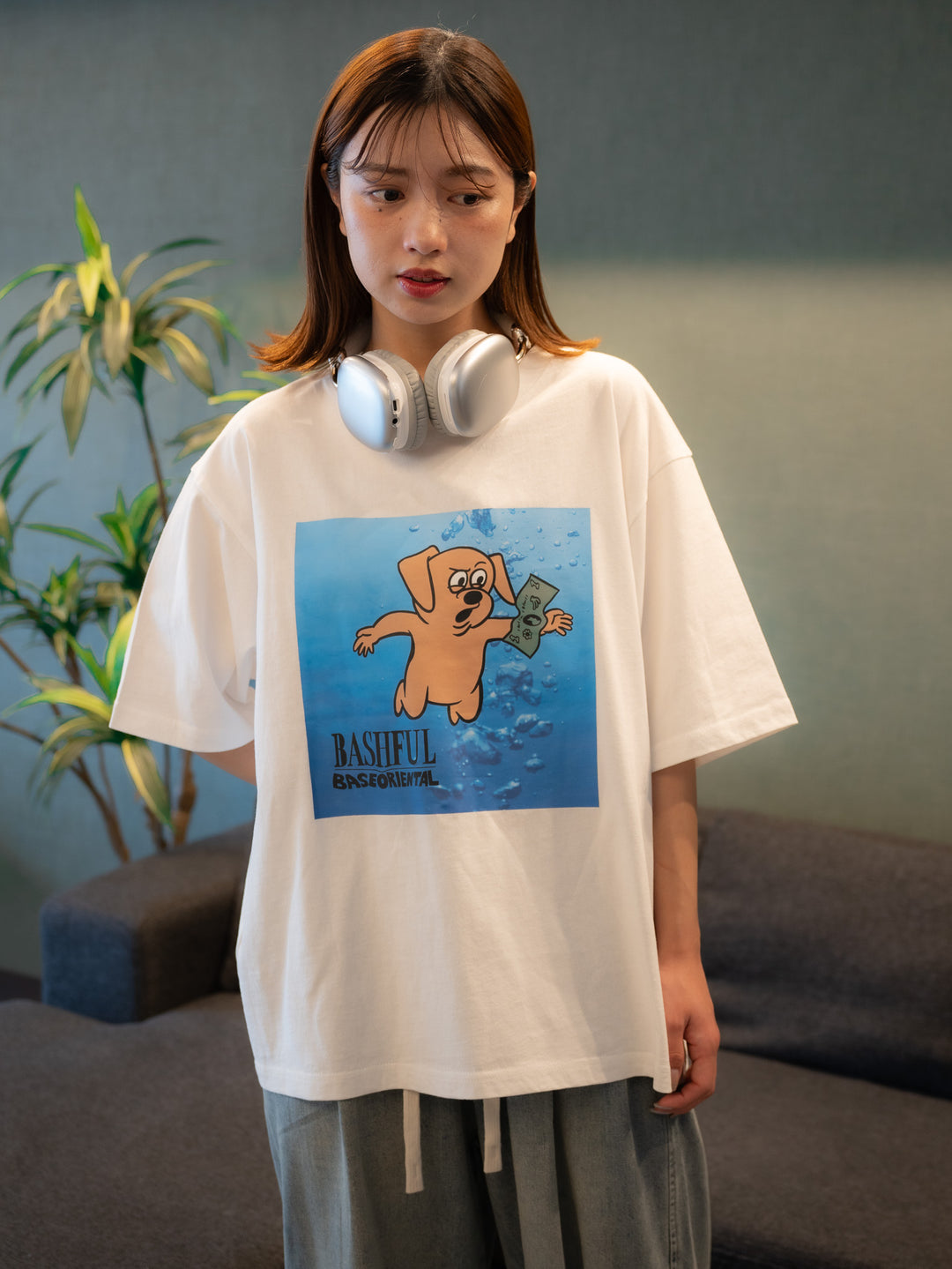 [SET]【bbO】ベースくんキャッチザマネーT +【bbO】イージーコクーンワイドデニムパンツ(2set)