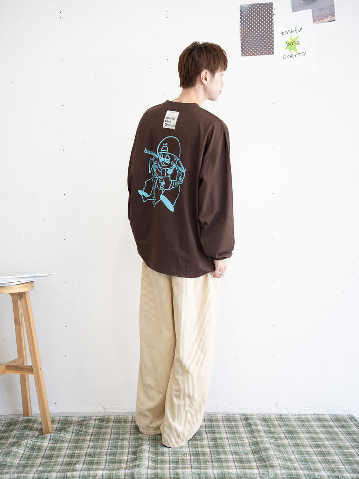 【bbO】オーバーサイズバッシュフルくんロンTx【bbO】イージーコクーンワイドコーデュロイパンツ（2枚組み）