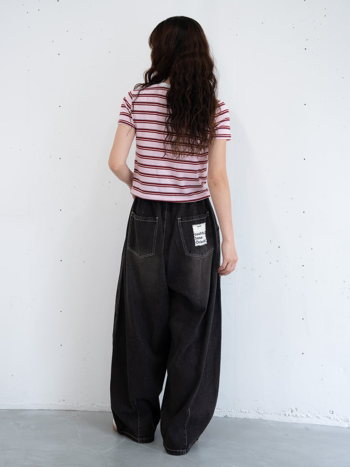 【bbO】マルチボーダーコンパクトTシャツ