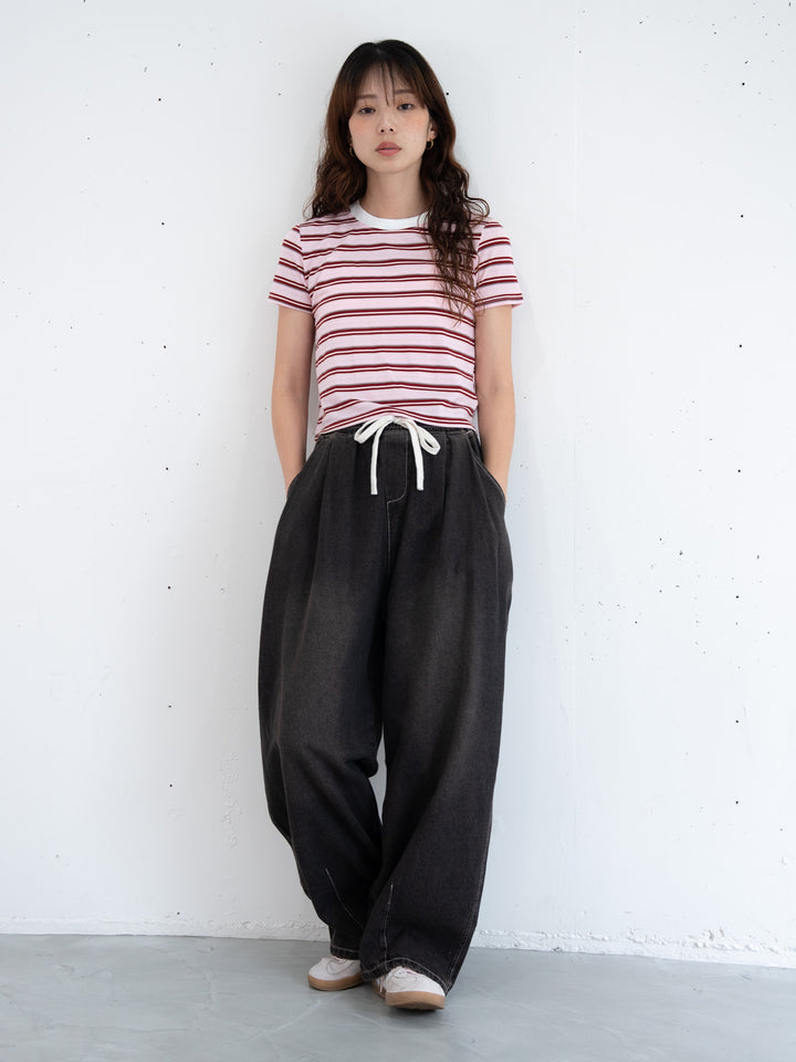 【bbO】マルチボーダーコンパクトTシャツ