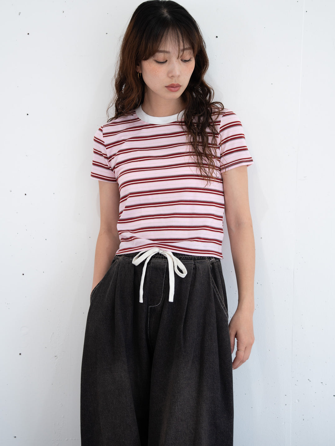 【bbO】マルチボーダーコンパクトTシャツ