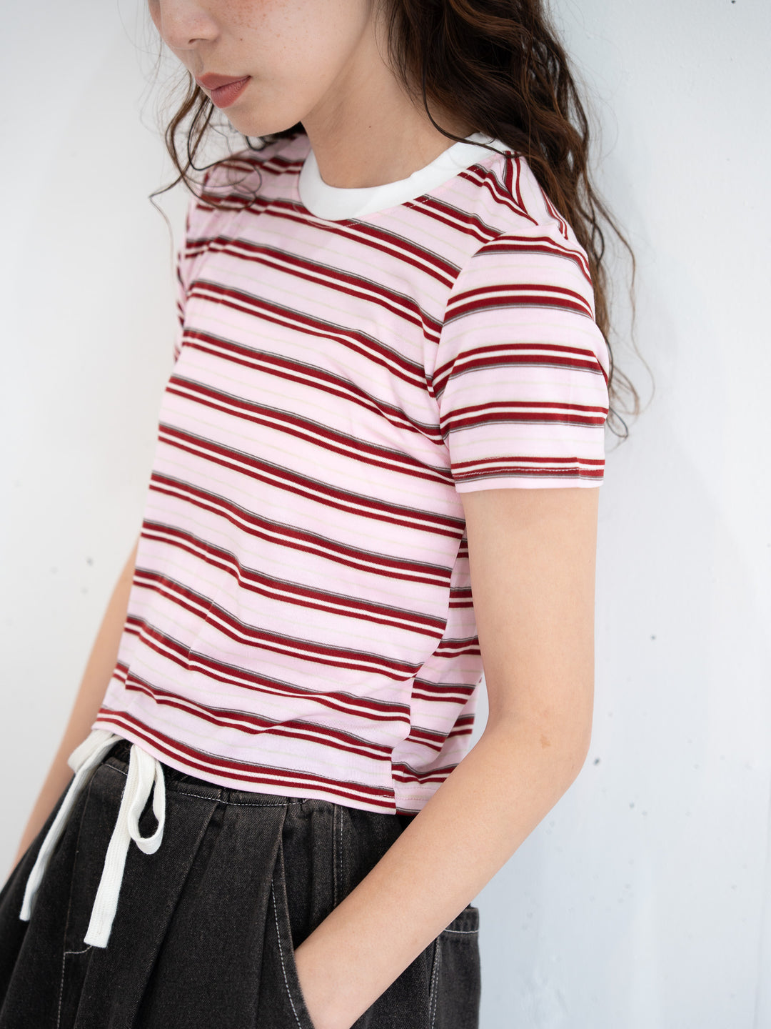 【bbO】マルチボーダーコンパクトTシャツ