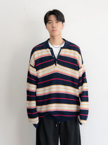 [SET]マルチボーダーポロニット+マルチボーダーポロニット(2set)