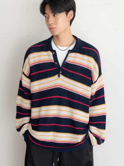 [SET]マルチボーダーポロニット+マルチボーダーポロニット(2set)