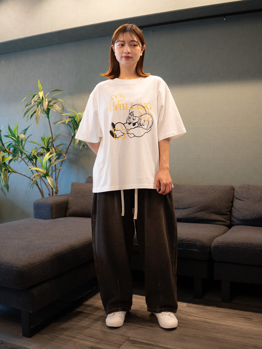 [SET]【bbO】バッシュフルくんCHILLING T+【bbO】イージーコクーンワイドデニムパンツ(2set)