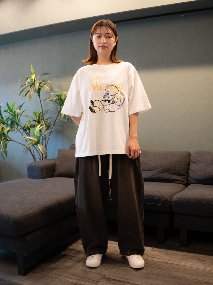 [SET]【bbO】バッシュフルくんCHILLING T+【bbO】イージーコクーンワイドデニムパンツ(2set)