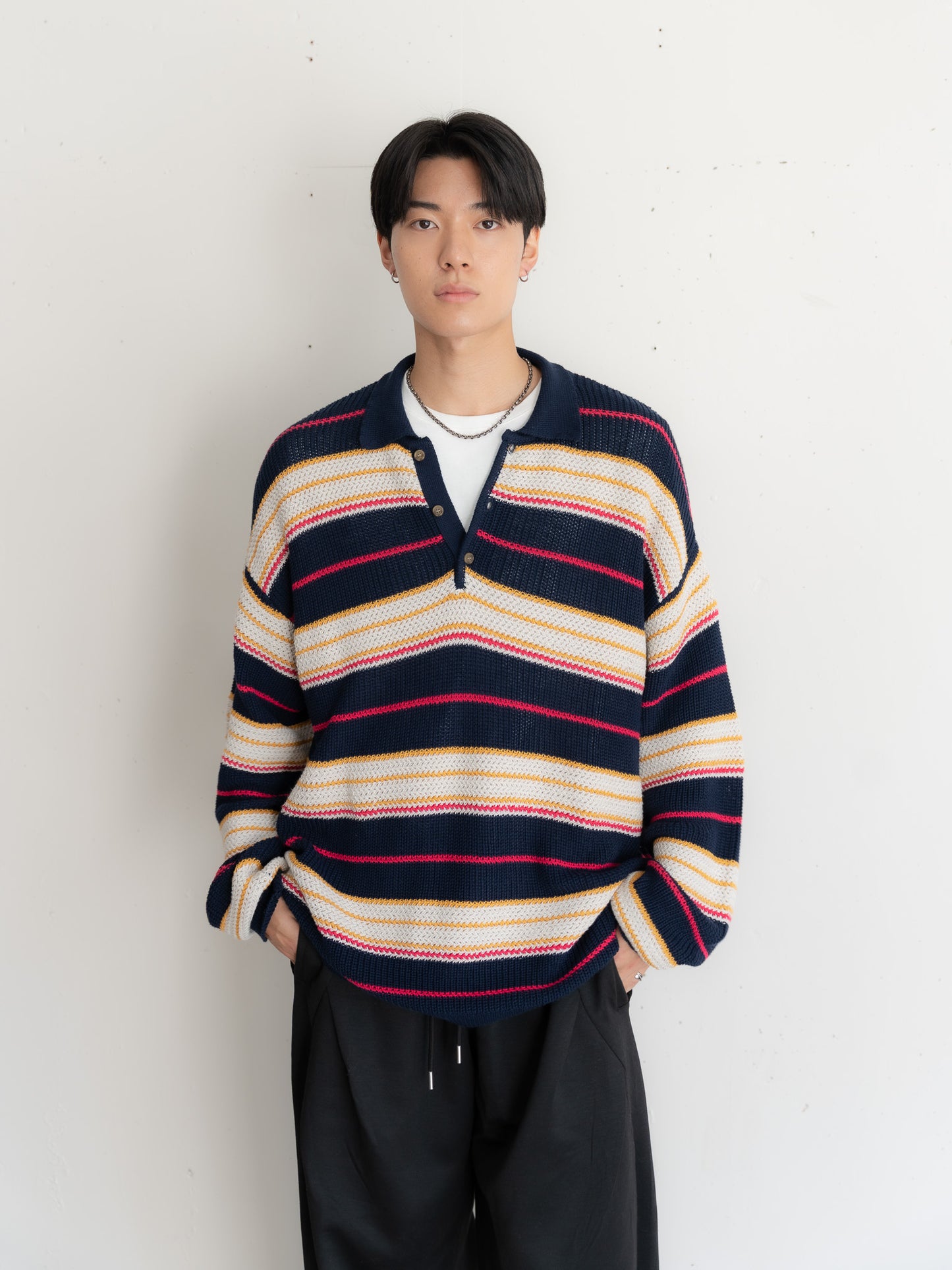 [SET]マルチボーダーポロニット+マルチボーダーポロニット(2set)