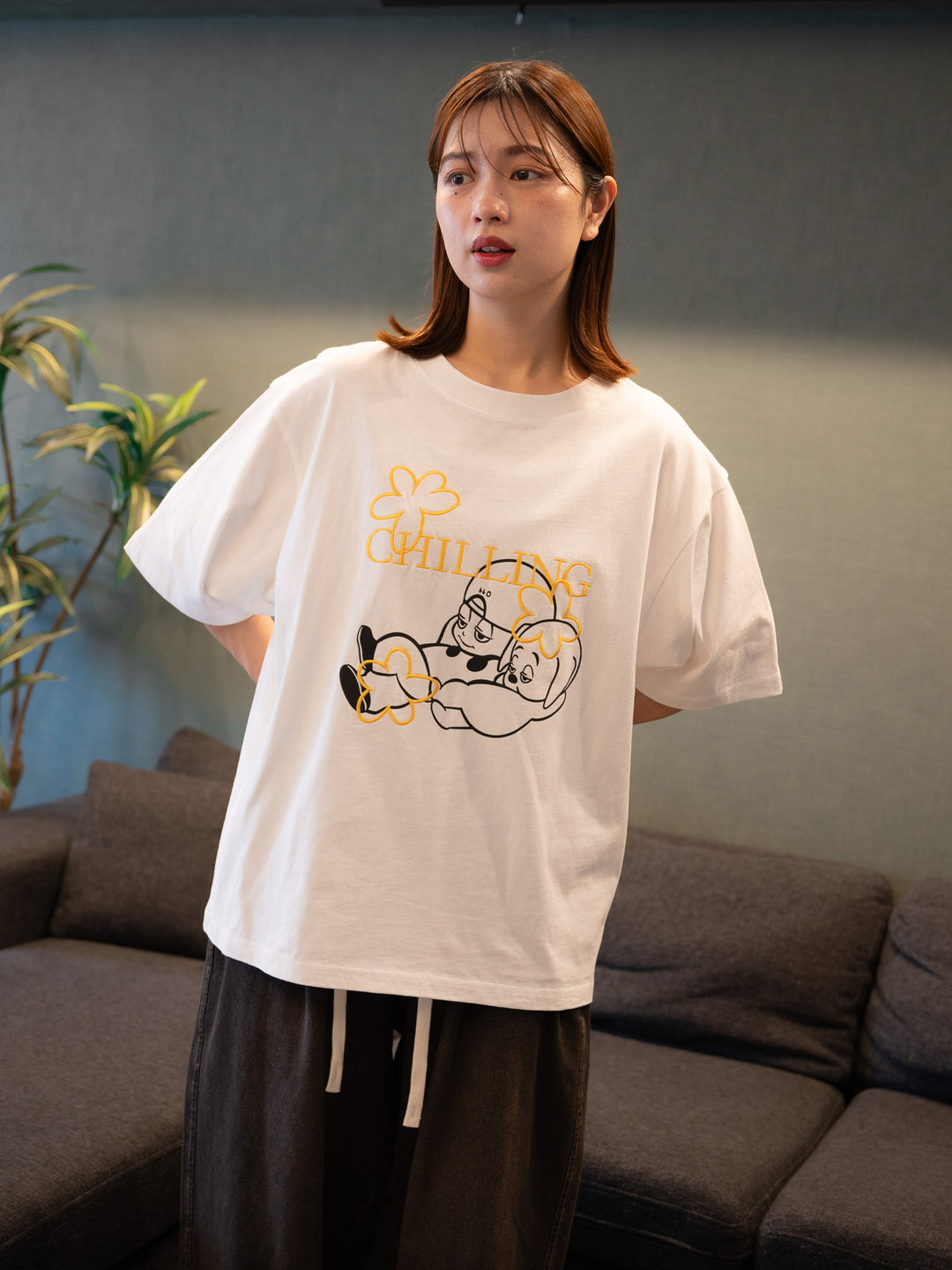 [SET]【bbO】バッシュフルくんCHILLING T+【bbO】イージーコクーンワイドデニムパンツ(2set)