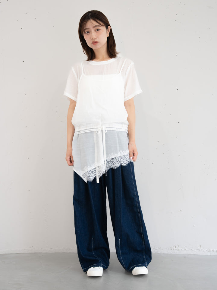 【bbO】アシンメトリーレースキャミレイヤードブラウス
