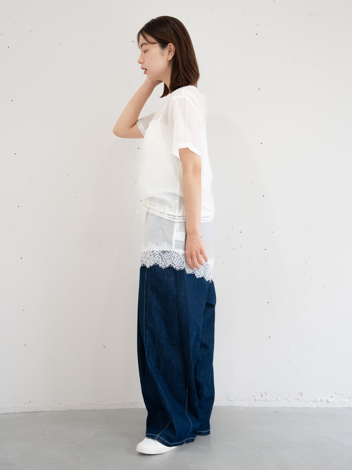 【bbO】アシンメトリーレースキャミレイヤードブラウス