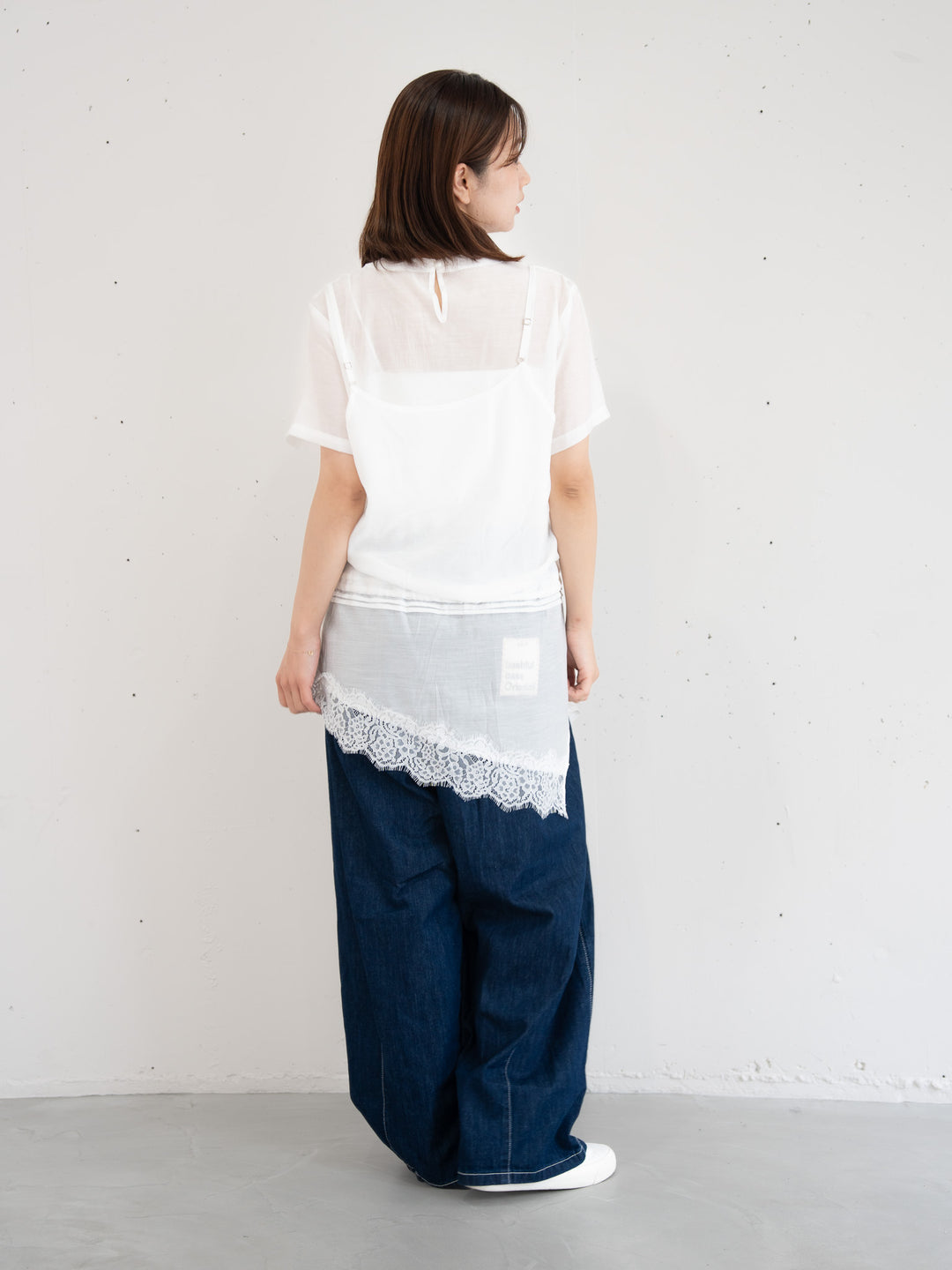 【bbO】アシンメトリーレースキャミレイヤードブラウス