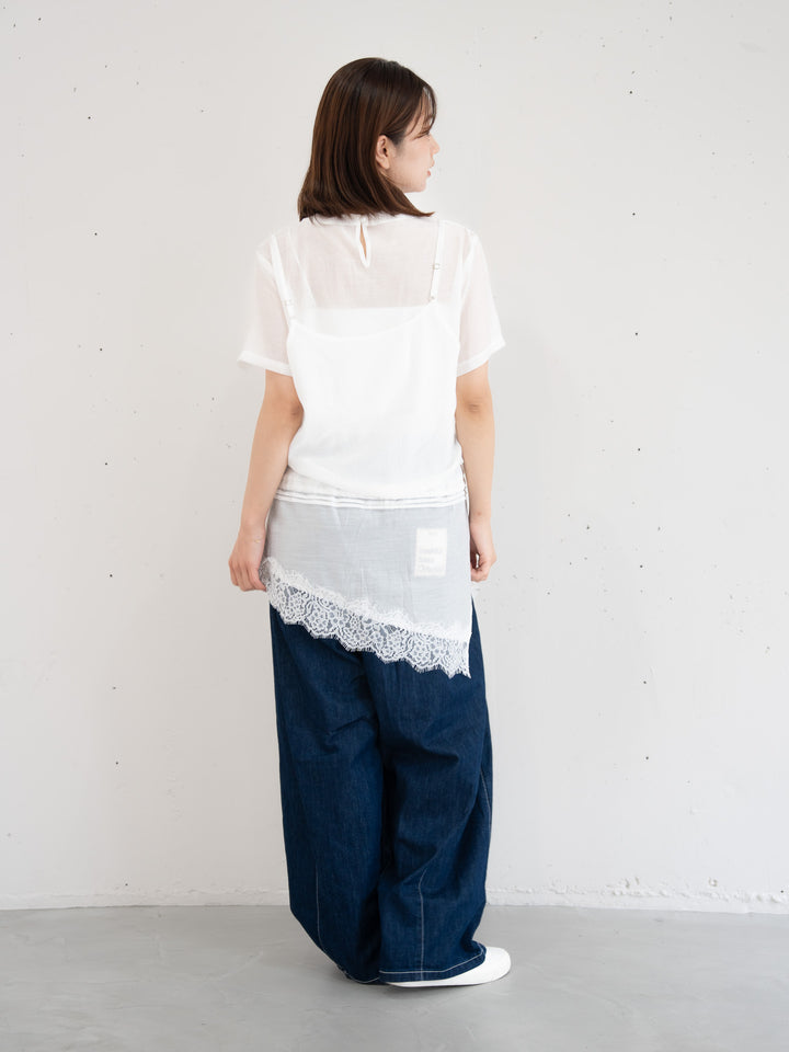 【bbO】アシンメトリーレースキャミレイヤードブラウス