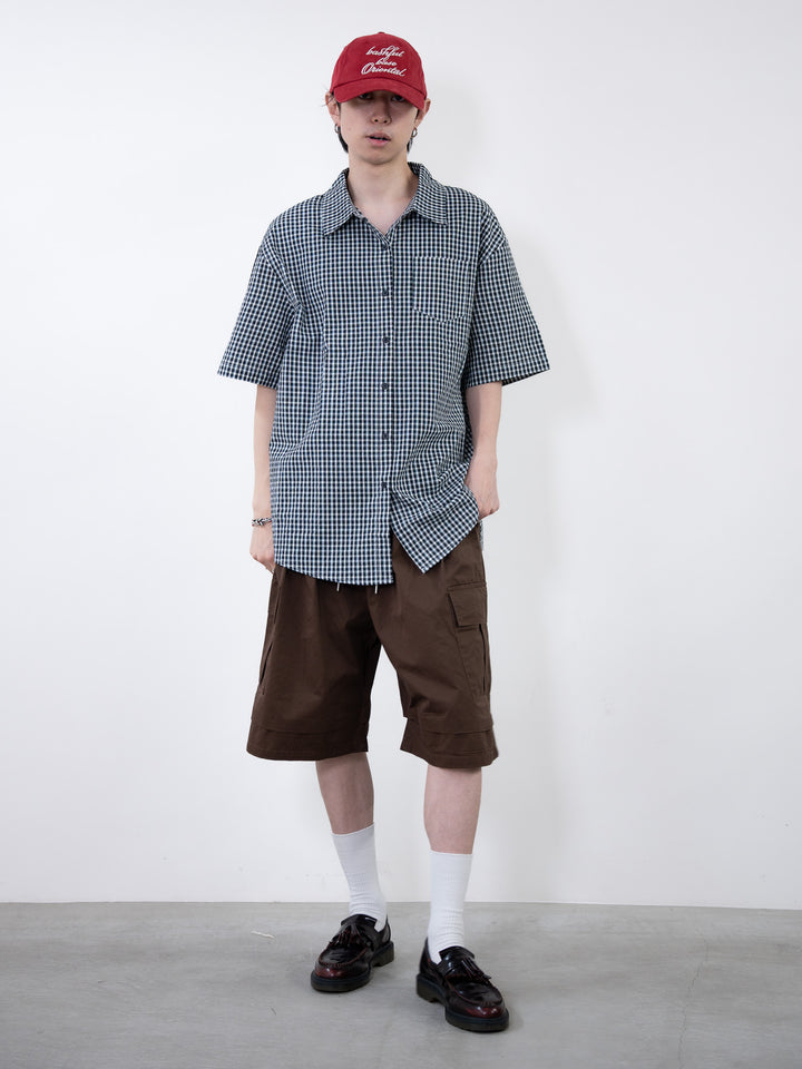 【bbO】ニュアンスラインチェックビッグシャツ