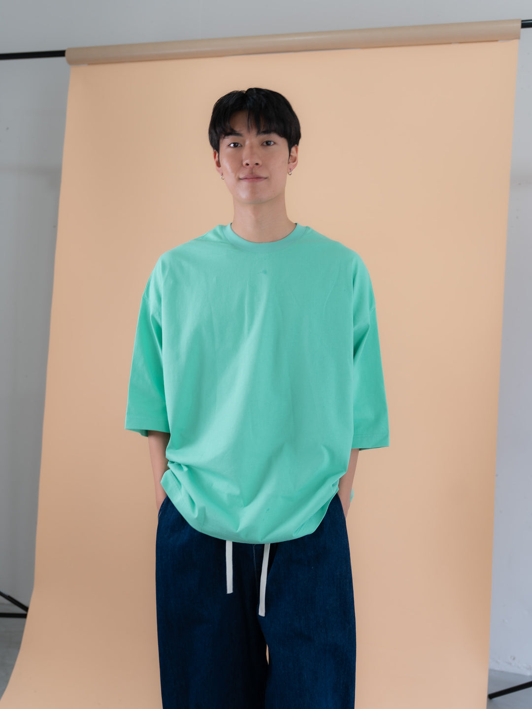 [一部予約/SET]【bbO】バックロゴボリュームT +【bbO】イージーコクーンワイドデニムパンツ(2set)