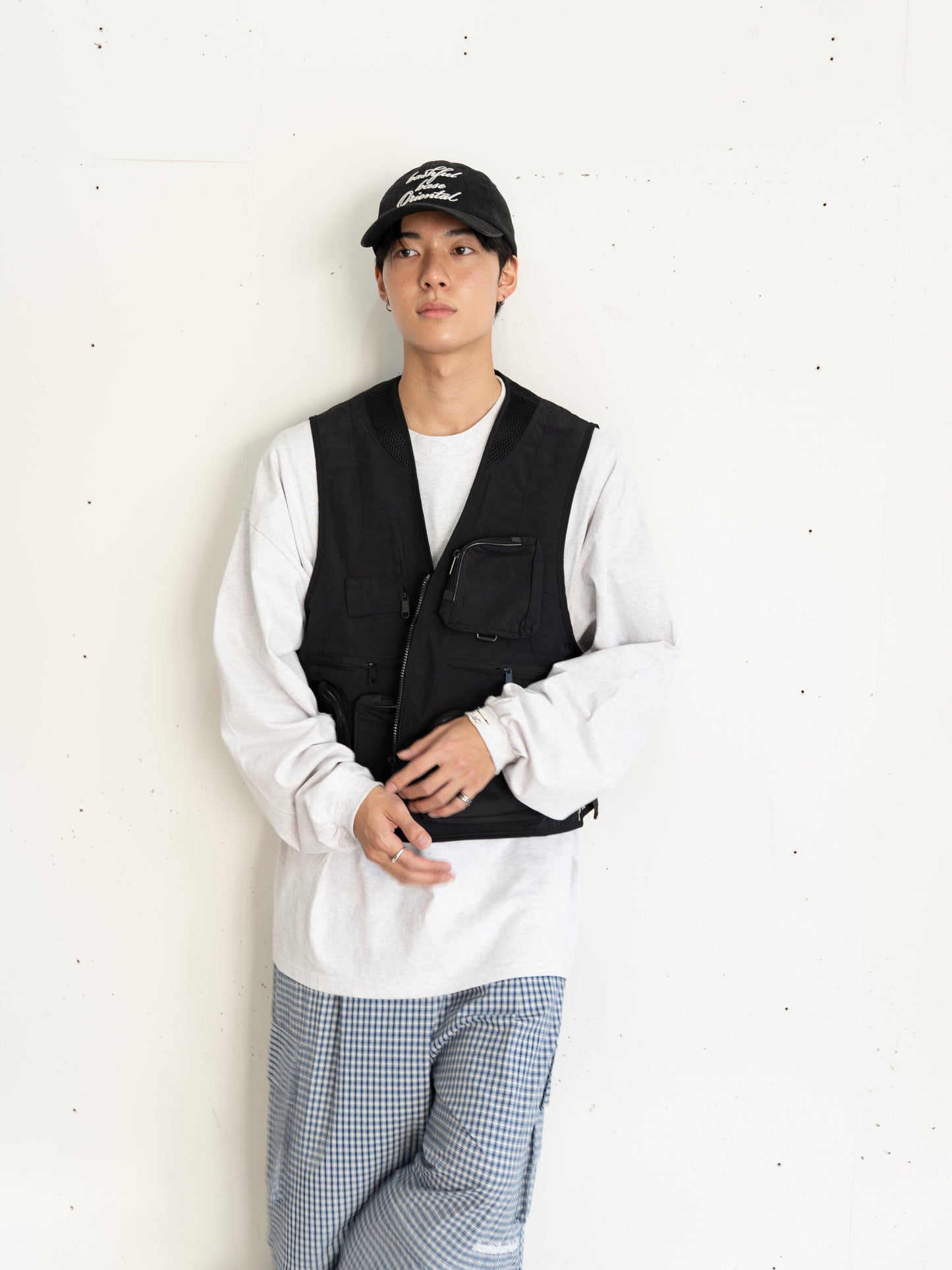 [一部予約/SET]ユーティリティマルチポケットナイロンベスト+チェック柄2WAYカーゴポケットパンツ(2set)