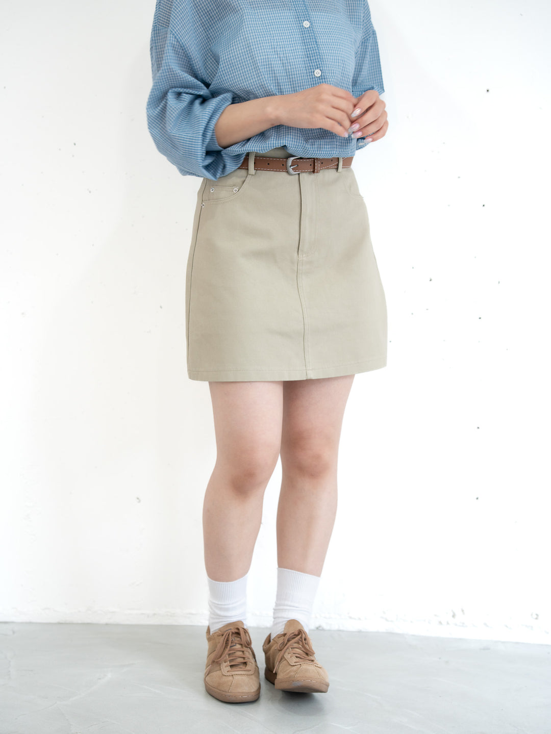 【bbO】ベルト付インナーパンツミニスカート