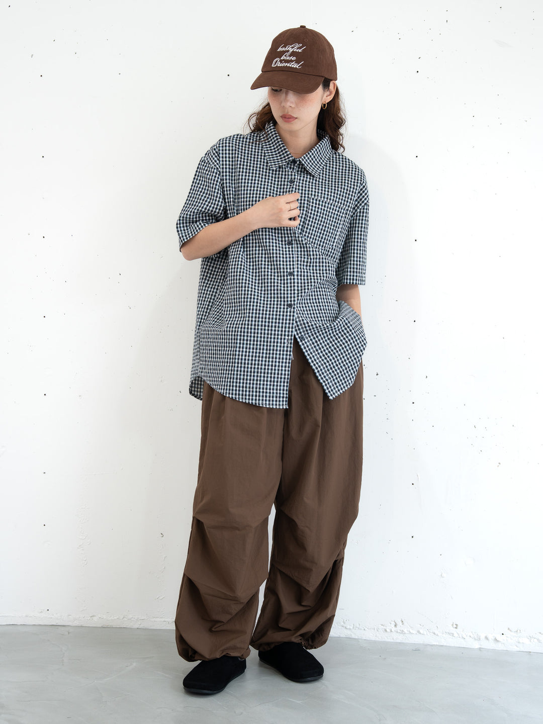 【bbO】ニュアンスラインチェックビッグシャツ
