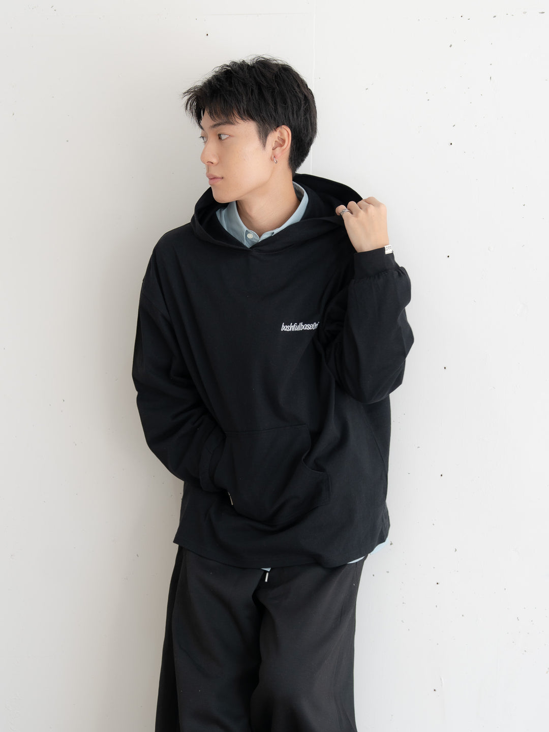 [SET]【bbO】ロゴビッグシルエットカットフーディー・パーカー+【予約】【bbO】チェック柄2WAYカーゴポケットパンツ(2set)