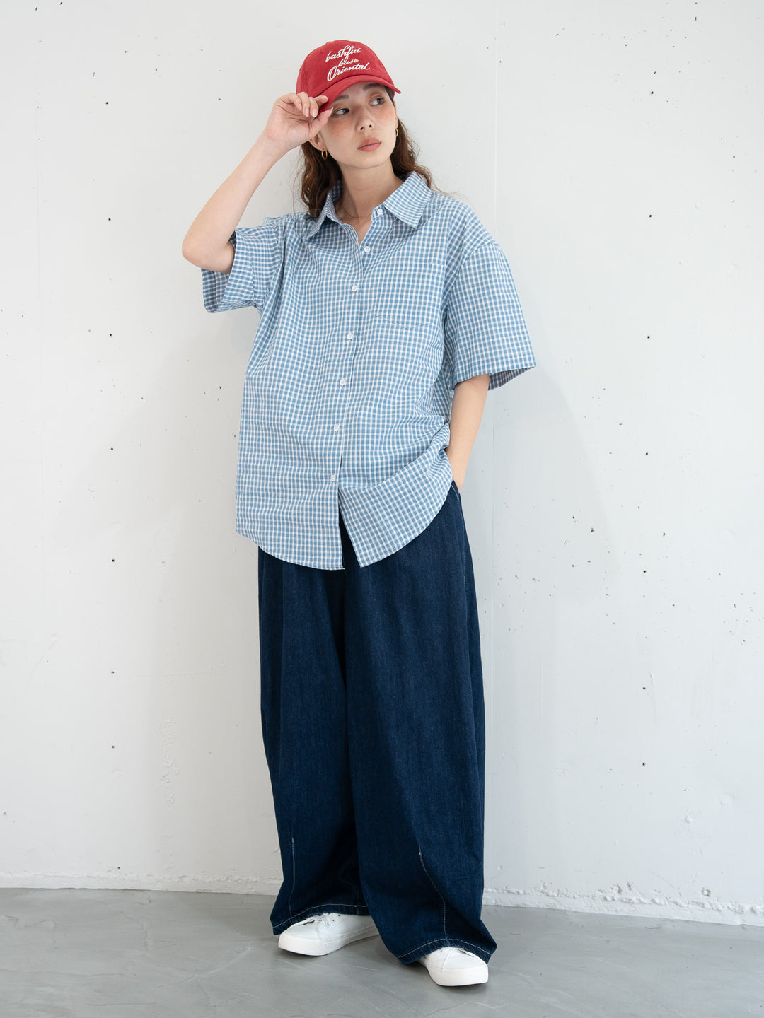 【bbO】ニュアンスラインチェックビッグシャツ