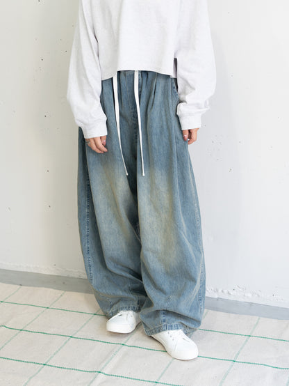 【bbO】イージーコクーンワイドデニムパンツ