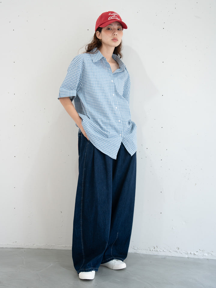【bbO】ニュアンスラインチェックビッグシャツ