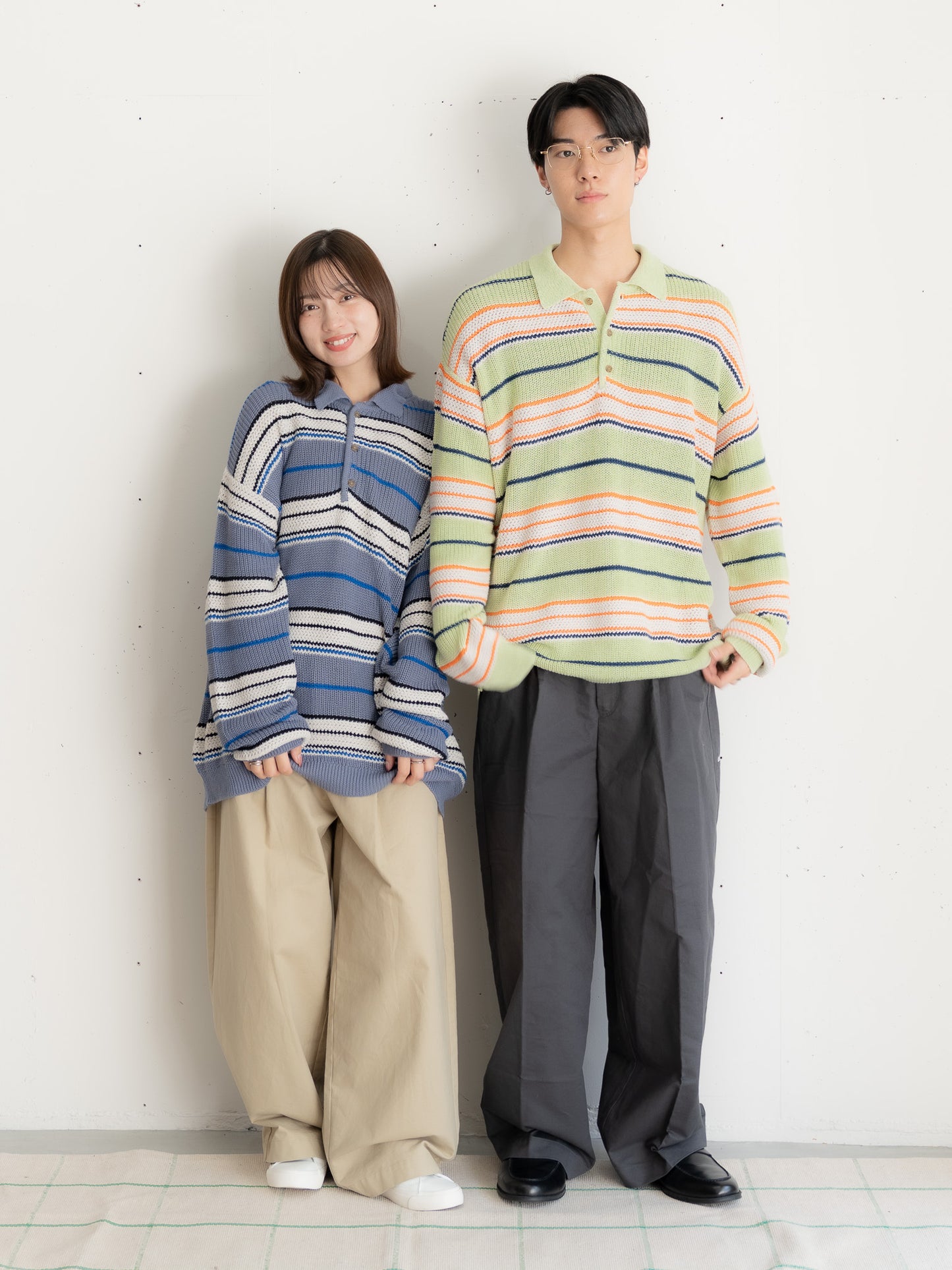 [SET]マルチボーダーポロニット+マルチボーダーポロニット(2set)