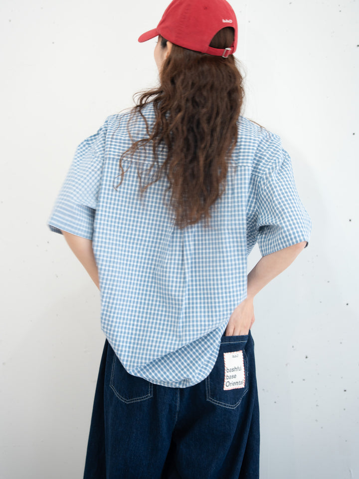 【bbO】ニュアンスラインチェックビッグシャツ