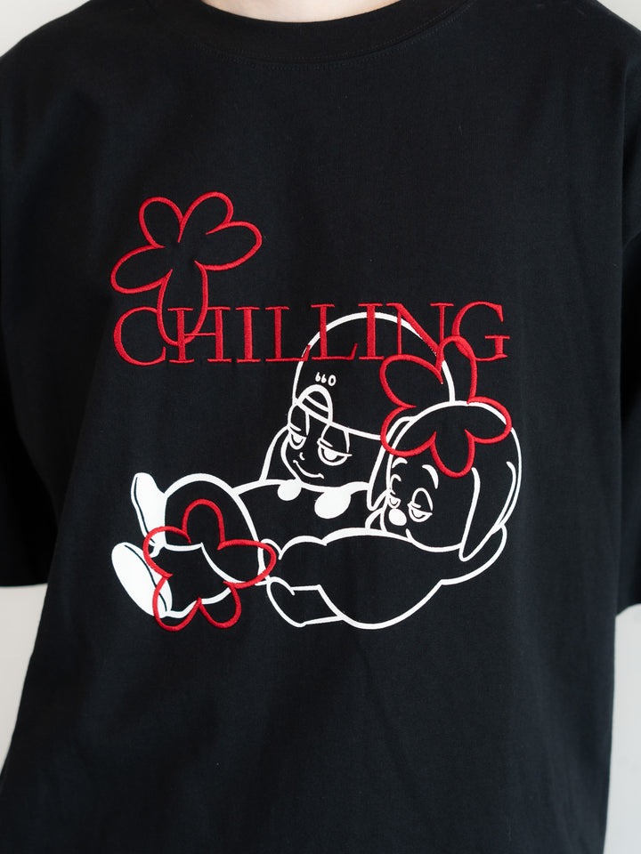 [SET]【bbO】バッシュフルくんCHILLING T+【bbO】イージーコクーンワイドデニムパンツ(2set)