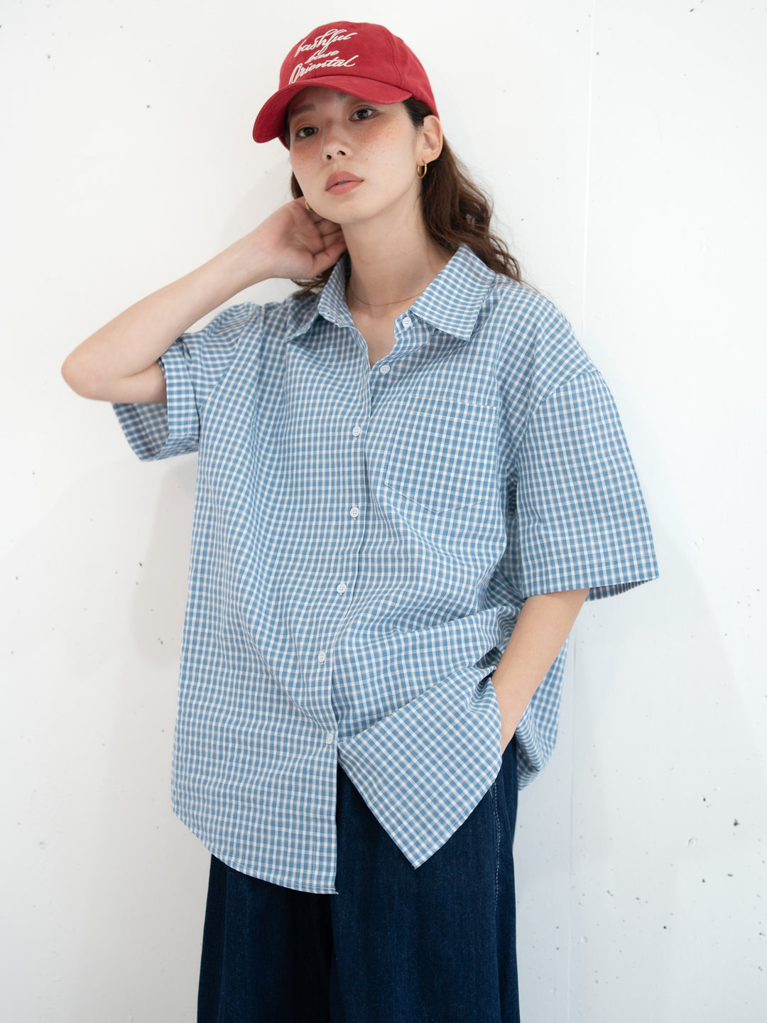 【bbO】ニュアンスラインチェックビッグシャツ