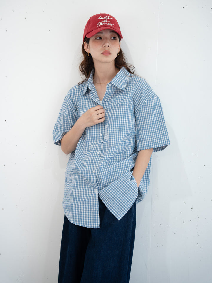 【bbO】ニュアンスラインチェックビッグシャツ