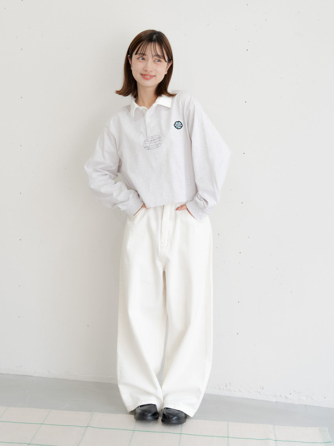 【bbO】ロゴオーバークロップドポロシャツ