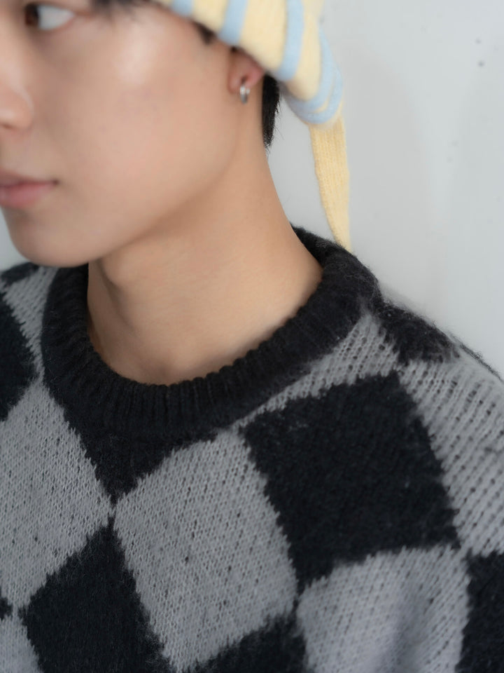 【bbO】シャギーモヘアタッチダイヤニットプルオーバー