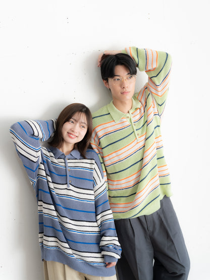 [SET]マルチボーダーポロニット+マルチボーダーポロニット(2set)