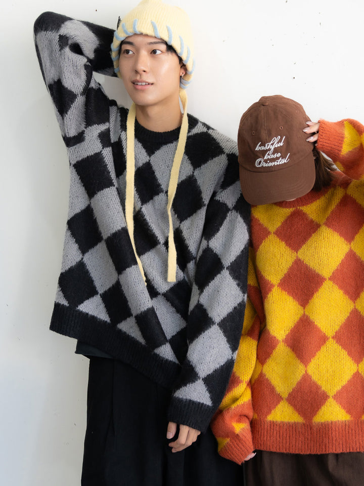【bbO】シャギーモヘアタッチダイヤニットプルオーバー