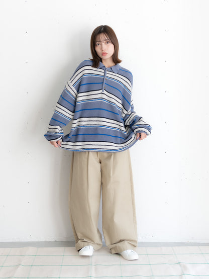 [SET]マルチボーダーポロニット+マルチボーダーポロニット(2set)