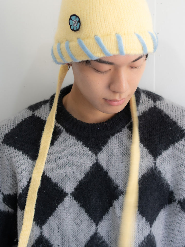 【bbO】シャギーモヘアタッチダイヤニットプルオーバー