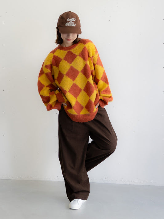 【bbO】シャギーモヘアタッチダイヤニットプルオーバー