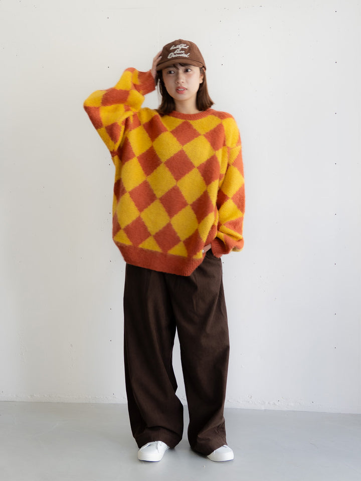 【bbO】シャギーモヘアタッチダイヤニットプルオーバー