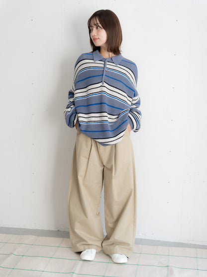 [SET]マルチボーダーポロニット+マルチボーダーポロニット(2set)