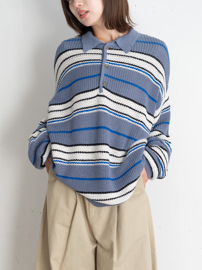 [SET]マルチボーダーポロニット+マルチボーダーポロニット(2set)