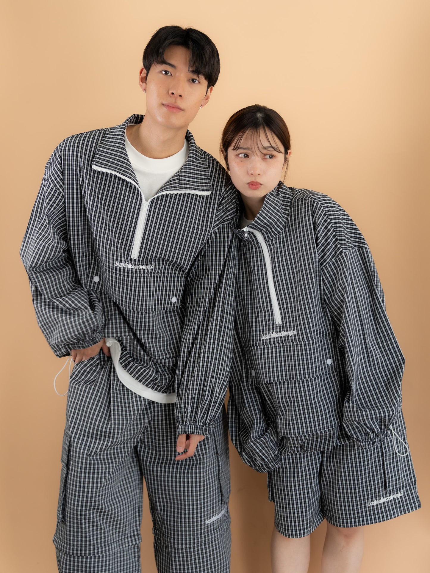 【bbO】チェック柄2WAYカーゴポケットパンツ