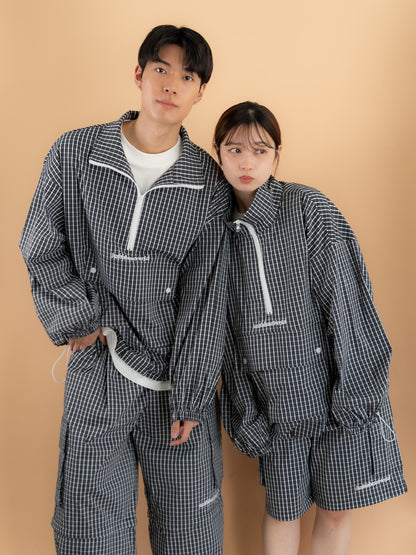 【bbO】チェック柄2WAYカーゴポケットパンツ