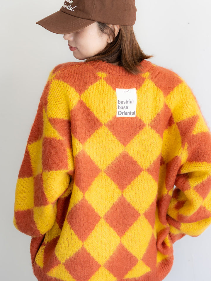 【bbO】シャギーモヘアタッチダイヤニットプルオーバー