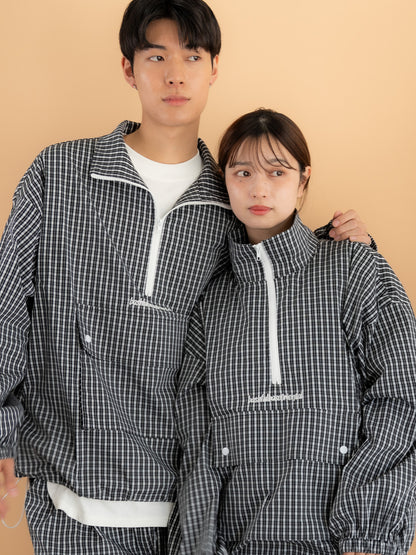 【bbO】チェック柄ハーフジップアノラック